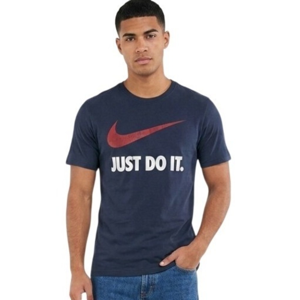 Nike Graphic Tee Mens Large Gray Blue Streetwear Casual Heritage Minimalist 90s